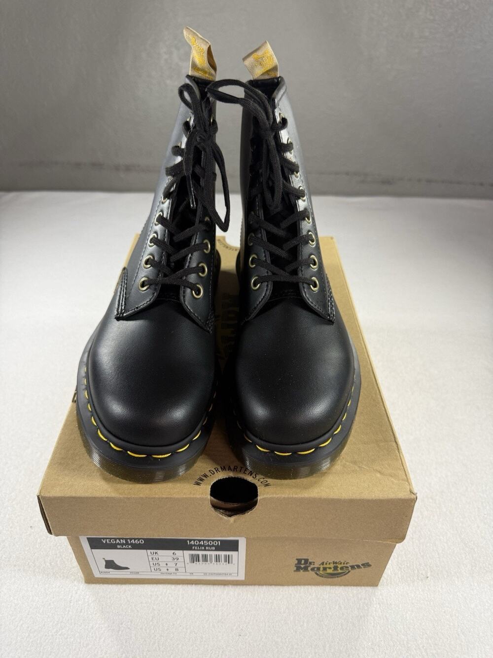 Dr. Martens Unisex Vegan 1460 Felix Lace-Up Casual Boots Size M 7, W 8 Black